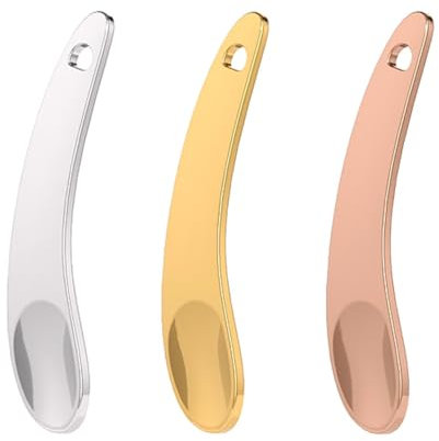 Tiardey Paquete de 3 espátulas de Maquillaje de Metal, Forma de Media Luna, Mini Crema Facial de aleación de Zinc, aplicador de Cuchara cosmética para Mezclar Belleza
