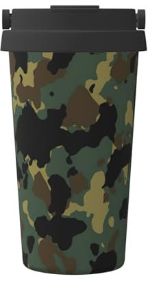 OdDdot Thermobecher mit Camouflage-Muster, Thermobecher, wiederverwendbar, Vakuum-Edelstahlbecher