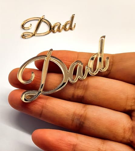 35pcs of Dad/Daddy Cake Charm,Father's Day Cake Toppers,Mirror Acrylic Cupcake Topper for Happy Birthday Father's day Cake Party Decoration (2'', Rose Gold Mirror)