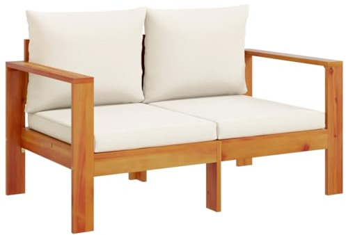 Canapé de jardin avec coussins 2 places bois massif d acacia