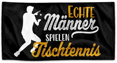 PR Print Royal Handtuch für Sportler mit Spruch - Echte Männer Spielen Tischtennis - Geschenk Sportler, Geschenk Tisch-Tennis | Handtuch Geschenke für Männer, 100 x 50