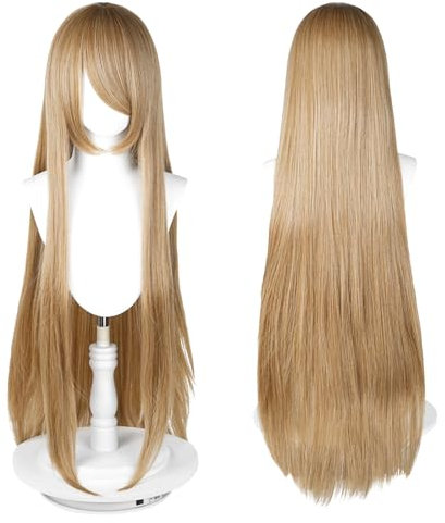 100cm lange Perücke, universelle Anime-Kostüm-Cosplay-Perücke, perfekt für Party, täglichen Gebrauch, Festivals und Halloween, ideal für TV, Film, Anime-Charakter-Cosplay (Hellbraun)