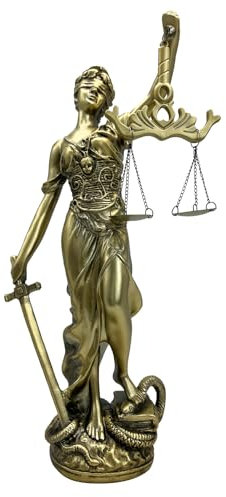 30,5 cm große griechische Mythologie-Statue, Kunstharz-Skulptur mit Blindgöttin der Gerechtigkeit, Skulptur mit Bronze-Finish, handbemalt, mit Skalen und Schwert, für Arbeitszimmer, Büro, Bücherregal,
