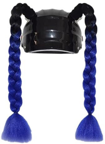 Whakano 2 Stück Motorrad Helm ZöPfe Abnehmbarer,Gradient Pferdeschwanz Perücke mit Saugnapf,Motorradhelm Braids,Helm Zubehör,Geflochtener Pferdeschwanz Haarschmuck,für Motorrad Fahrrad,Schwarz Blau