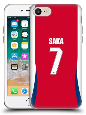 Head Case Designs Officially Licensed Arsenal FC Bukayo Saka 2024/25 Players Home Kit Gel Case [Military Grade] Compatible with Apple iPhone 7/8 / SE 2020 & 2022 and Compatible with MagSafe