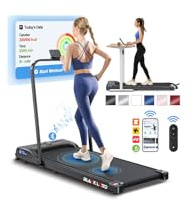 BLACK LORD Walking Pad with Speaker, 9 or 12km/h Treadmills for Home Foldable, 2.2HP Portable Under Desk Electric Running Machine with Remote Control, LED Display, App Compatible, 120KG Capacity