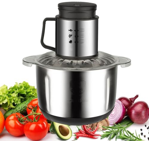 WBRSybUK 1000W Mini Kitchen Food Blender Chopper - Small Electric Mixer Processor with Stainless Steel Bowl - with 2 Speeds & 6 Bi-Level Blades