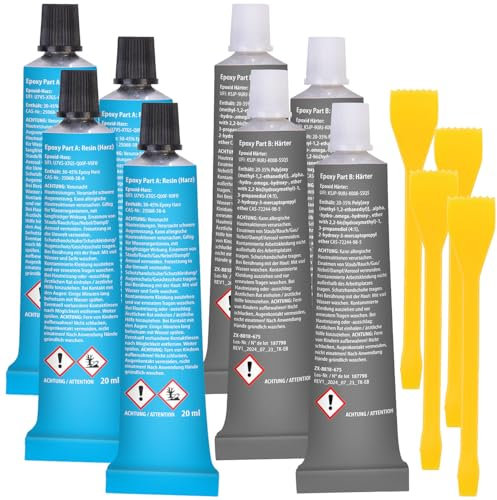 AGT Kleber für Schuhe: 4er-Set 2-Komponenten-Epoxid-Kleber, stahlverstärkt, transparent (für Styropore, 2 Komponenten Metall Beton, Sekundenkleber)