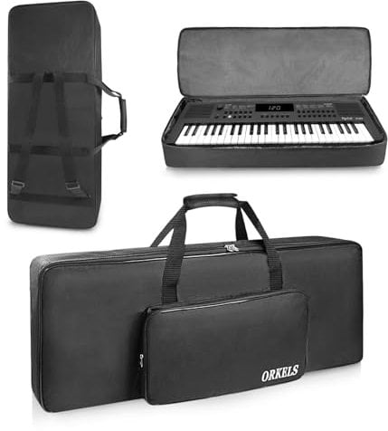 SUNDOY Portable Full Padded Keyboard Gig Bag, 49 Keys Electric Piano Case with 600D Oxford Cloth, 10mm Cotton Padding, Large Accessory Pocket (93x37x11-CM)
