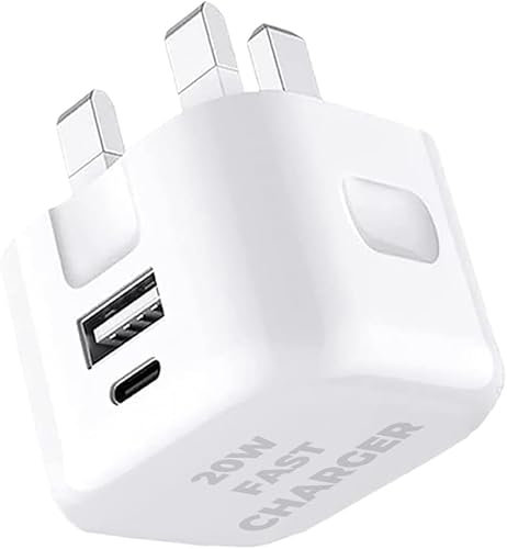 For Apple iPad Air 13 / Air 11 / iPad (2025) Charger Plug 20W Dual Port USB & USB C Charger Type C PD Charging Adapter Fast Charge Travel Fast Charging Power Adapter Phone (WHITE)