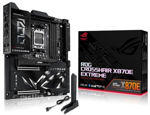ASUS ROG Crosshair X870E Extreme - Placa Base AMD E-ATX, 20+2+2 etapas de Potencia, DDR5, PCIe 5.0 Compatible con GPU de próxima generación, Cinco M.2, Wi-Fi 7, ASUS AI Advisor, LCD de 5 Pulgadas