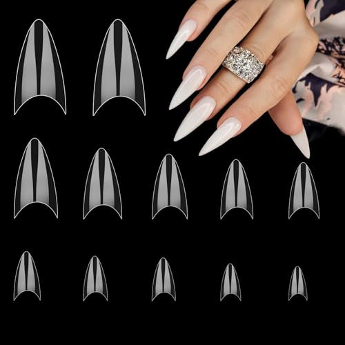 simarro 500 Pcs Short Nail Tips, Almond Half Cover Nail Tips Extensions Transparent Gel Nails for Nails Technicians, Beginners DIY Practice Art Design at Home