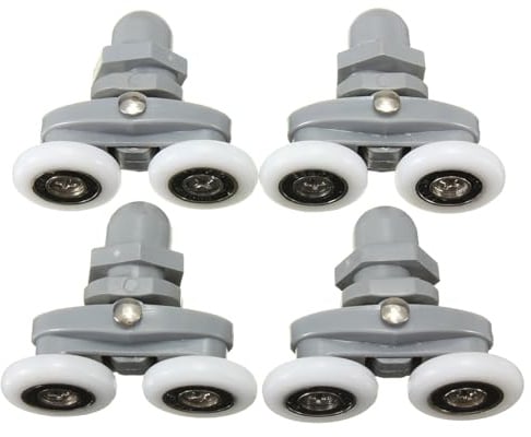 Wuyangcun Rollen für Duschtüren, 4 Stück, Doppelrollen, verstellbare untere Rollen für Badezimmer-Glastüren (20 mm)