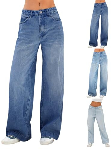 Wide Leg Jeans Damen Baggy Weite Hose High Waist Jeanshose Weites Bein Gerade Hosen Frauen Mädchen Streetwear Y2K Clothes