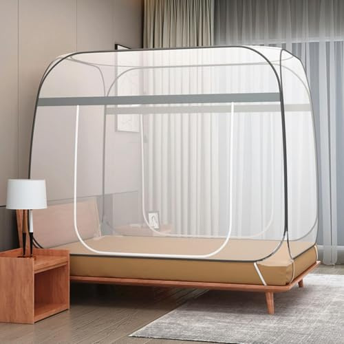 Moskitonetz Bett,180X200cm Zusammenklappbares Moskitonetz,Doppeltür-Moskito-Campingzelt,Faltbares Anti Mosquito Bites Mückennetz,für Schlafzimmer,Outdoor