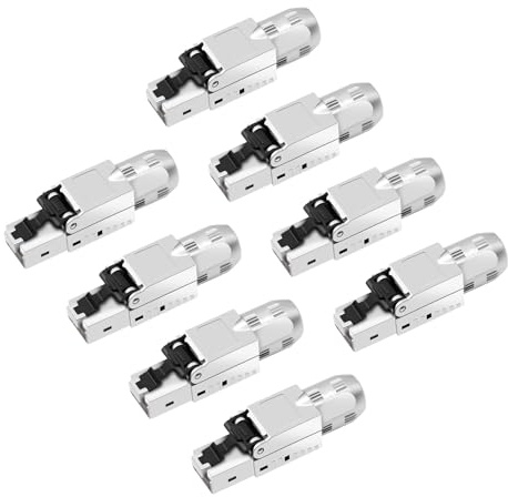 QIQIAZI CAT 7 RJ45 Stecker Werkzeuglos Netzwerkstecker,LAN Stecker Werkzeuglos, Kompatibel Cat 7,6a,6 Netzwerkkabel, Ethernet Stecker Bis zu 10 Gbps | 1000M Stabile Signalübertragung (8 Stück)