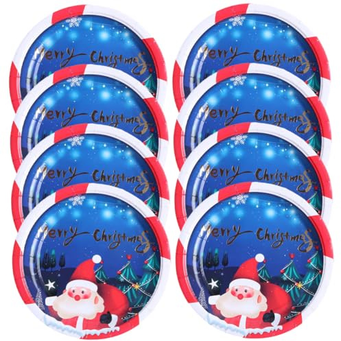 BIUDECO 8 Pièces Assiettes Jetables Noël Motif Père Noël pour Vaisselle Festive Petite Assiette Légère et Compacte