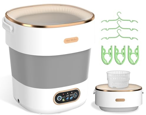 Portable Washing Machine, Folding 20L Mini Washer and Spin-Dryer, 3 Cleaning Modes & Deep Cleaning Small Compact Laundry Machine of Small Clothes for Apartments, Dormitories,Home, RV, Travel, White