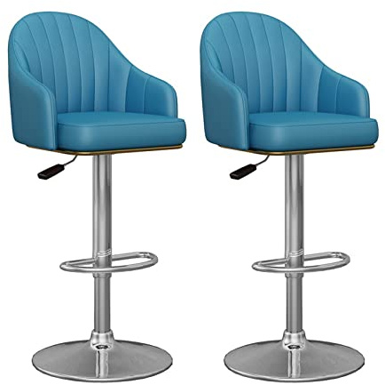 MARIYCH Küchenhocker, Barhocker, drehbar, höhenverstellbar, mit Rückenlehne, PU-Leder, 2er-Set, blau