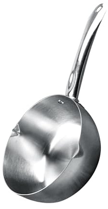 Omabeta Casserole Chauffe-lait Multifonctionnelle en Acier Inoxydable, Anti-adhésif pour la Cuisine, Poignée Durable pour un Usage Domestique et Professionnel, 1 X Poêle Chauffe-beurre en Acier (22