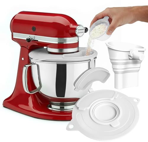 Mixer Mehl Trichter Spritzschutz Kompatibel mit KitchenAid 3-in-1 Standmixer Zubehör mit faltbarem Messbecher Großer Mehl-Trichter für Kitchen Aid Mixer
