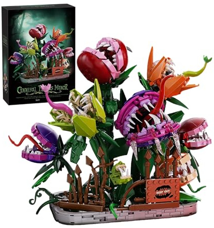 muuchuu Piranha Planta Flores Jardín Kit de Construcción para Adultos Creativo Juego de Exhibición Caníbal Coleccionable Espeluznante Modelo Botánico Carnívoro Decoración, Regalo para fans del terror