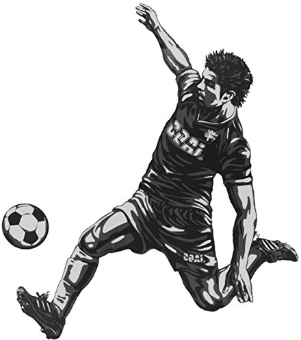 alles-meine.de GmbH 2 TLG. Set XL Wandtattoo/Fensterbild/Sticker - Fußballer Ball Fußball - Wandsticker Aufkleber - Verein EM WM - Fußballspieler