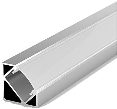 Kit : profilé 45° pour ruban LED + cache LT3, 100 cm, Laiteux, Milchig