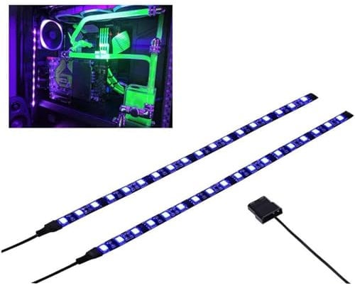 DS Lila UV LED-Streifen Computer Beleuchtung, Magnet Lighting, Molex Anschluss, 2 Stück LED Leiste für PC Gehäuse Beleuchtungsset (30 CM)