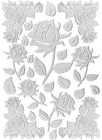Ideen mit Herz 3-D Sticker Deluxe | Zur Hochzeit, verschiedene Hochzeitsmotive | Erhabene Aufkleber | Bogengröße: 21 x 30 cm (Deluxe Rosen | silber)