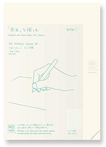 DESIGNPHIL Midori 15264006 Notizbuch, MD Notizbuch, Journal A5, 1 Seite pro Tag, Punkt-Quadrat