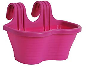 Tamersgifts Easy Hang Garden Hanging Plant Pots Flower Pots Trough Garden Fence Balcony Railing Flower Pot (Raspberry, Medium)