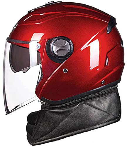Erwachsene Motorrad 3/4 Jethelm Motorrad Moped Crash Halbhelm Mit Getöntem Visier Damen Herren Retro Sommer Leichter Straßenroller Moped Jethelm DOT/ECE Zugelassen,Rot,A