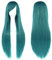 IMISSU 80 cm langes glattes Naturhaar Cosplay Perücken mit Pony Bunt Halloween Kostüm Party Perücke Haarverlängerungen (Grün)