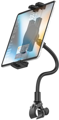 Phichy Fahrrad Lenker Tablet & Handy Halterung Auto für 4,7-13 Zoll iPad, Schwanenhals Spin Bike Smartphone Tablethalterungen für iPad Pro/Air/Mini, Smartphone, Handy, Galaxy Tab, Fire HD, iPhone