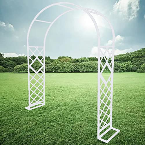 Außen Rosenbogen Torbogen 140 180 220 260 300 340cm Metall Gartenbogen Rankhilfe witterungsbeständig Rankgitter für Kletterpflanzen Laubengang Holz Torbogen (Color : Weiß, Size : B140 x H230cm)