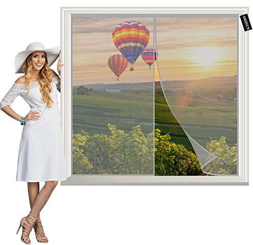 Zanzariera Porta Finestra A Rullo Grigio 80x140cm Zanzariere su Misura Chiudi Automaticamente Rete di Ottima qualità senza forare per Balconi Portefinestre
