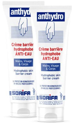 SORIFA - 2 Stück - Anthydro - Barriere-Creme - Wasserschutz - Anti-Schlumpen - Hände, Gesicht und Körper - Hohe Verträglichkeit - Parfümfrei - Tube 125 ml