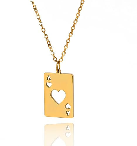 VASSAGO Halskette mit Anhänger für Männer und Frauen, Hip-Hop-Spielkartenanhänger, Edelstahl, Gothic, Poker-Karte, Halskette, Punk-Rock-Schmuck