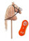 RL24 HKM - Hobby Horse Sunny inkl MagicBrush | Steckenpferd mit Trense | Spielpferd aus Plüsch mit Holzstock & Langer Mähne | Stockpferd ohne Griffe & Rollen | Hellbraun