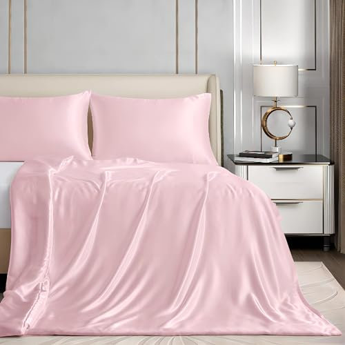 Homiest 152,4 x 203,2 cm Bettbezug für gewichtete Decke, Blush Pink Satin Weighted Blanket Cover mit 8 Bändern, seidiger und Abnehmbarer Bettbezug mit Reißverschluss, Full/Queen Heavy Blanket