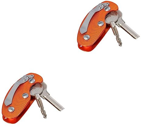 Mikikit 2pcs Key Organizers Orange Keychain Keyfobs Aluminum Key Holder Key Clip Folder Key Holder Outdoor Aluminium Key Clip Aluminum Alloy Small Equipment Tool Back Clip Key Chain