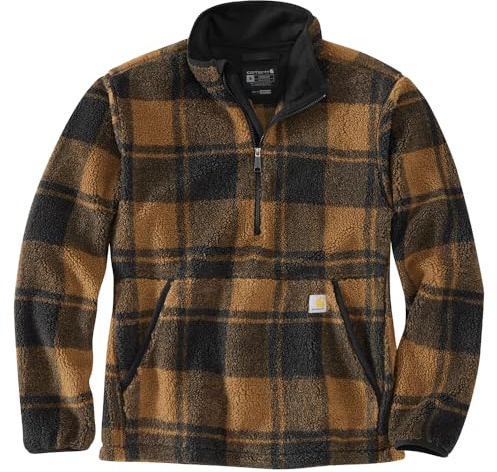 Carhartt Herren-Fleecepullover mit lockerer Passform, Carhartt Braun/Schwarz kariert, XXL