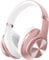 DOQAUS Bluetooth Kopfhörer Over Ear, Bis zu 90 Std Kabellose Kopfhörer mit 3 EQ-Modi, HiFi Stereo Faltbare Headset mit Mikrofon, weiche Ohrpolster für Reisen/Büro/Handy/PC/Laptops-Roségold