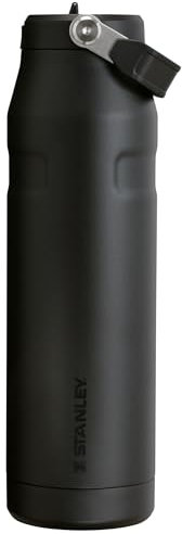 Stanley IceFlow Flip Straw 2.0 Water Bottle 36 OZ | Built-In Straw with Larger Opening | Lightweight & Leak-Resistant | Insulated Stainless Steel | BPA-Free | Black 2.0