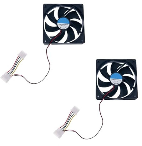 JZK 2pcs 120mm DC 12V PC Case Cooling Fan Low Noise and High Airflow, Small Ventilation Fan, 12CM DC Brushless Fan For Computer Case, Video Audio DIY Case, TV Box, Power Amplifier and Projector
