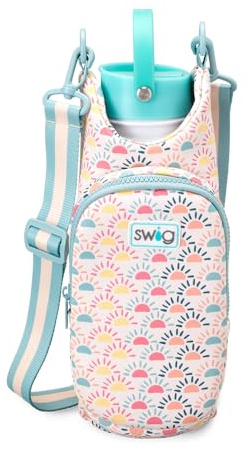Swig Life Water Bottle Sling Bag, Water Bottle Holder with Adjustable Strap, Carrier Bag with Zippered Phone Pocket, Holds 36oz (Sun Chaser)