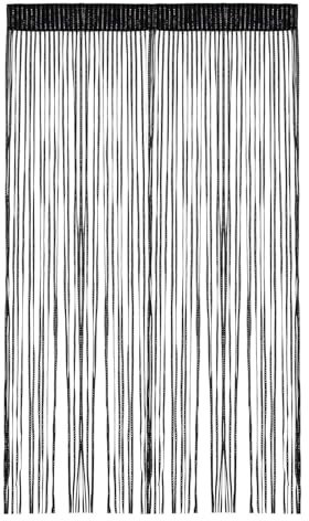 ElevaPulse Fadenvorhang Schwarz Türvorhang Fäden als Raumteiler Fliegenschutz kürzbar waschbar Dekovorhang Fadengardine für Party Hochzeit, Fadenvorhang Tür 100 x 200 cm