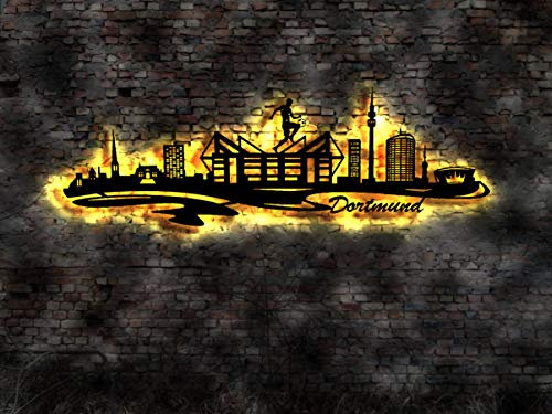 Manufaktur MV Dortmund Skyline Schild LED Wandbild Wandtattoo Wanddeko Poster Leinwandbilder
