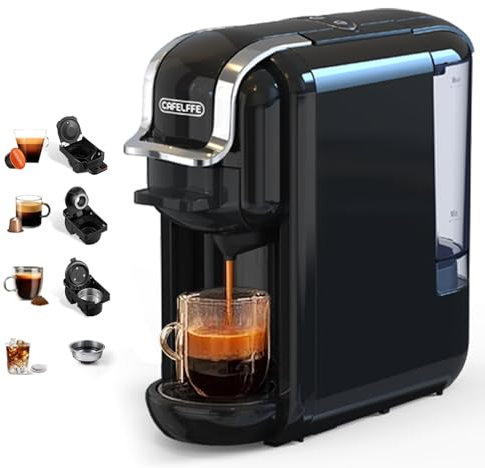 Cafelffe Cafetière à capsules 4 en 1 MK-603, 19 bars, pour expresso chaud/froid, compatible avec les dosettes et moutures Nes Original/DG/44 mm ESE, pour la maison et le bureau